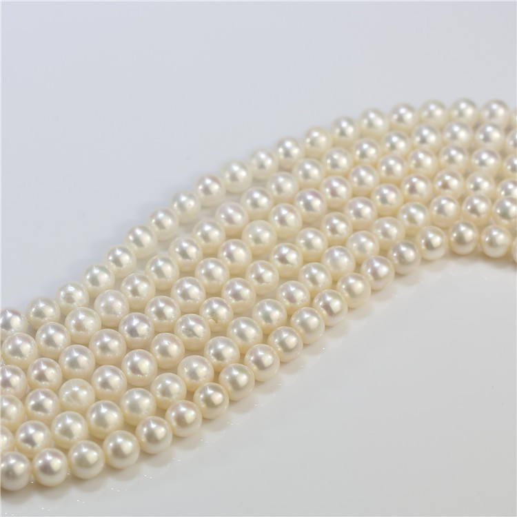 7-8mm Round AA Natural Pearl Real Freshwater Cultured Round pearl wholesale 2